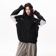 批发美式连帽机能风冲锋衣外套女<b class='q'>春</b>秋季新款宽松学生百搭工装夹克上衣