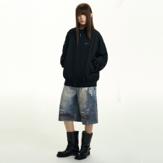 批发满印挂饰潮乐汇阔腿七分<b class='q'>牛仔</b>裤夏季设计直筒中裤<b class='q'>男</b>女街头宽松<b class='q'>短裤</b>