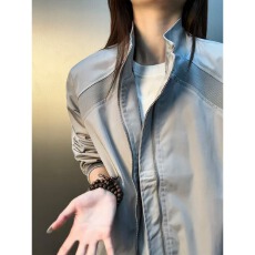 批发美式潮乐汇重磅立领夹克女男春秋简约宽松拉链上衣潮牌高级感外套