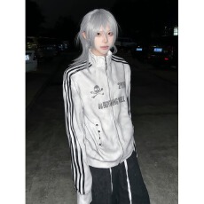 批发华棉复合350克喷黑打钉原版做法外套女黑衣春秋阔腿裤卫衣夹克