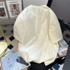 简约揭潮坊休闲短袖t恤女男夏季刺绣潮牌宽松百搭ins半袖上衣服