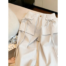 批发<b class='q'>潮</b>牌复古重工双口袋蝴蝶结系带休闲裤女2026夏季新款长裤