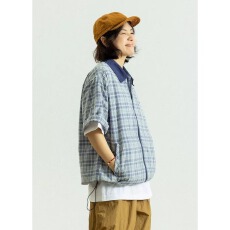 批发日系复古格子短袖<b class='q'>衬衫</b>男女款夏季宽松半袖<b class='q'>衬衣</b>叠穿外套