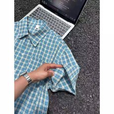 批发美式潮牌格子短袖<b class='q'>衬衫</b>男女夏季复古宽松情侣休闲高级感<b class='q'>衬衣</b>外套