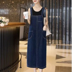 批发法式小众中长款牛仔连衣裙女2025夏季新款时尚<b class='q'>百搭</b>洋气显瘦背带裙