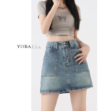 批发复古高腰牛仔短裙女2026夏季<b class='q'>新款</b>a字裙显瘦百搭防走光包臀<b class='q'>半身裙</b>