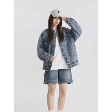 批发美式复古水洗立领牛仔夹克<b class='q'>外套</b>男女2026春秋季潮牌宽松高级感上衣
