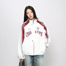 批发怪味z 美式<b class='q'>街头</b>字母赛车服立领夹克男女潮牌设计感中性风机车外套