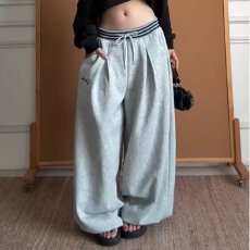 批发新款2026春秋新款美式弯刀裤男<b class='q'>女</b>同款重磅宽松阔腿休闲<b class='q'>长裤</b>潮流