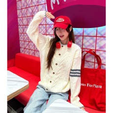 批发高级设计感绞花纹撞色开衫<b class='q'>毛衣</b>男女情侣装麻花条纹针织衫秋季外套