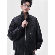 批发秋冬美式潮牌复古PU<b class='q'>皮衣</b>机车服外套<b class='q'>男</b>女宽松潮流百搭情侣夹克