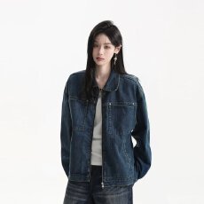 批发美式夹克王朝复古翻领牛仔外套男女春秋新款夹克机车骑行服情侣