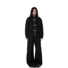 批发秋冬潮人邦复古撞色翻领底特律工装<b class='q'>夹克</b>男女拼接设计感飞机扣外套