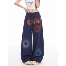 批发潮流日系水洗满印星星舒适系绳卫裤<b class='q'>春</b>秋潮牌男女休闲运动裤新款