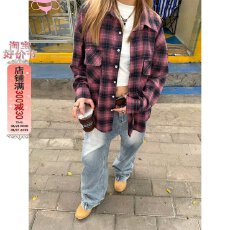 批发美式街头复古渐变格纹<b class='q'>衬衫</b><b class='q'>衬衣</b>男女慵懒风百搭潮牌<b class='q'>情侣</b><b class='q'>外套</b>格子