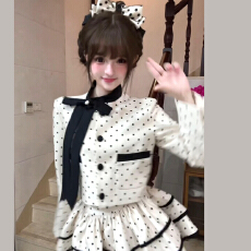 批发早秋女装千金风波点连衣裙子女秋2025新款法式气质<b class='q'>蓬蓬</b>公主套装裙