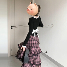 批发<b class='q'>格子</b>半身<b class='q'>连衣裙</b>子女秋冬季2025新款小个子学院风穿搭一整套高级感