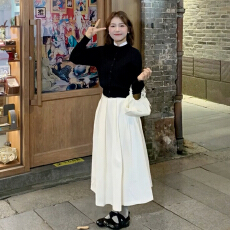 批发韩系甜美穿搭套装气质高级感针织开衫白色<b class='q'>网纱</b>蓬蓬半身<b class='q'>裙</b>两件套<b class='q'>裙</b>