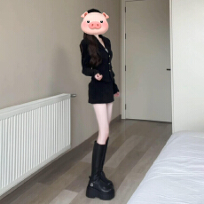 批发小香赫本风黑色西装套装连衣裙子女2025新款巨好看秋冬季韩系穿搭