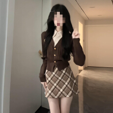 批发美拉德学院风连衣裙女秋冬2025新款韩系巨好看穿搭一整套<b class='q'>短裙</b>套装