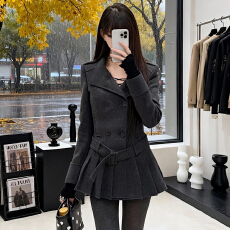 批发灰色西装毛呢外套<b class='q'>女</b>秋冬2025新款巨好看高级感小个子加厚呢子大衣