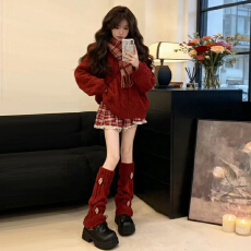 批发圣诞穿搭韩系格纹红色<b class='q'>连衣裙</b>子女秋冬季2025新款超好看一整套冬装