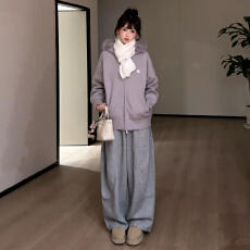 批发2025新款小个子修身连帽毛衣外套女秋冬季慵懒高级感加厚针织上衣