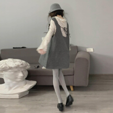 批发韩系灰色针织背心连衣裙子女秋冬季2025新款小个子巨好看一整<b class='q'>套装</b>