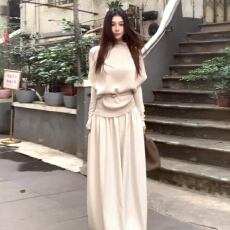 2025新款气质清冷感针织套装连衣裙子秋冬季慵懒风内搭针织长裙裤