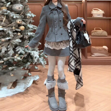 批发小香风灰色<b class='q'>西装</b>连衣裙子女秋冬季2025新款小个子千金穿搭套装短裙