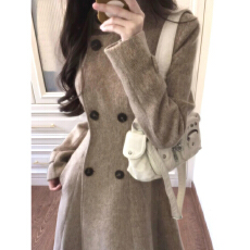 批发老钱风巨好看过膝毛呢外套女<b class='q'>秋</b>冬2025新款中长款收腰气质呢子大衣