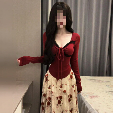 批发2026新款红色<b class='q'>针织</b><b class='q'>套装</b>连衣裙子女秋冬跨年穿搭一整套气质绝美长裙