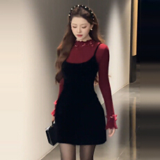 富家千金感御姐气质衬衫吊带连衣裙子2026冬季新款两件套短裙套装