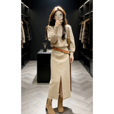 批发法式姐系气质毛衣<b class='q'>连衣裙</b>子女冬2026超火穿搭一整套装<b class='q'>开叉</b>半身长裙