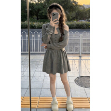 批发慵懒小狗提花减龄刺绣针织开<b class='q'>衫</b>2026新款韩系修身吊带连衣裙两件套