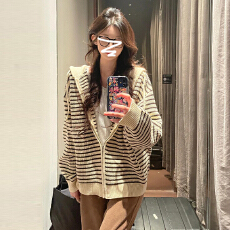 批发韩系慵懒感针织条纹秋冬季外套<b class='q'>女</b>2026新款小个子巨好看穿搭的开衫