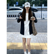 法式白色无袖背心连衣裙女2026新款春夏季韩系小个子叠穿短裙套装