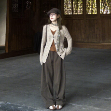 批发韩系2026新款春秋季<b class='q'>针织</b>毛衣慵懒氛围感早春<b class='q'>开衫</b>外套穿搭一整套装