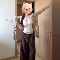 批发韩系2026新款春秋季<b class='q'>针织</b>毛衣慵懒氛围感早春<b class='q'>开衫</b>外套穿搭一整套装