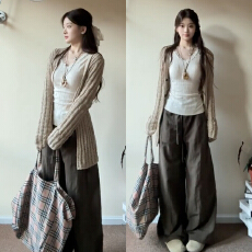 批发韩系2026新款春秋季<b class='q'>针织</b>毛衣慵懒氛围感早春<b class='q'>开衫</b>外套穿搭一整套装