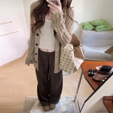 批发韩系2026新款春秋季<b class='q'>针织</b>毛衣慵懒氛围感早春<b class='q'>开衫</b>外套穿搭一整套装