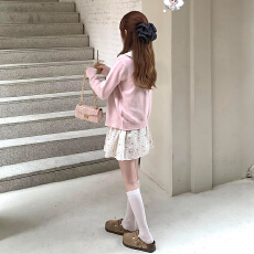 批发粉色娃娃领碎花连衣裙子女2026<b class='q'>新款</b>早春季小个子气质韩系穿搭套装