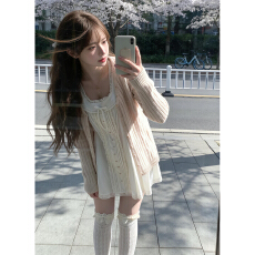 批发韩系温柔ootd穿搭白色连衣裙子<b class='q'>女</b>初夏季2026新款绝美漂亮<b class='q'>开衫</b>套装