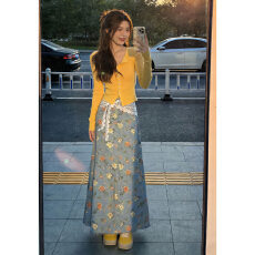 批发2026新款韩系氛围感穿搭一整套裙子女早春季针织开衫半身<b class='q'>长裙</b>套装