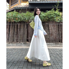 批发巨好看韩系穿搭一整套白色<b class='q'>连衣裙</b>子女2026新款早春季漂亮套装长裙