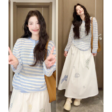 批发巨好看韩系穿搭一整套白色<b class='q'>连衣裙</b>子女2026新款早春季漂亮套装长裙