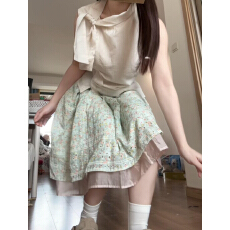 批发2026新款无袖背心上衣碎花半身<b class='q'>连衣裙</b>子<b class='q'>女</b>夏季巨好看穿搭套装短裙