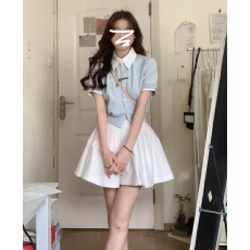 批发夏季绝美一整套ootd穿搭连衣裙子女夏季学院风独特漂亮套装<b class='q'>蓬蓬</b>裙