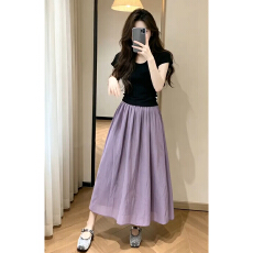 批发独特漂亮巨好看穿搭紫色套装<b class='q'>连衣裙</b>子女夏季2026新款气质绝美长裙