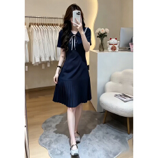批发韩系学院风海军领连衣裙子女夏季2026新款绝美小众不撞款百褶<b class='q'>短</b>裙